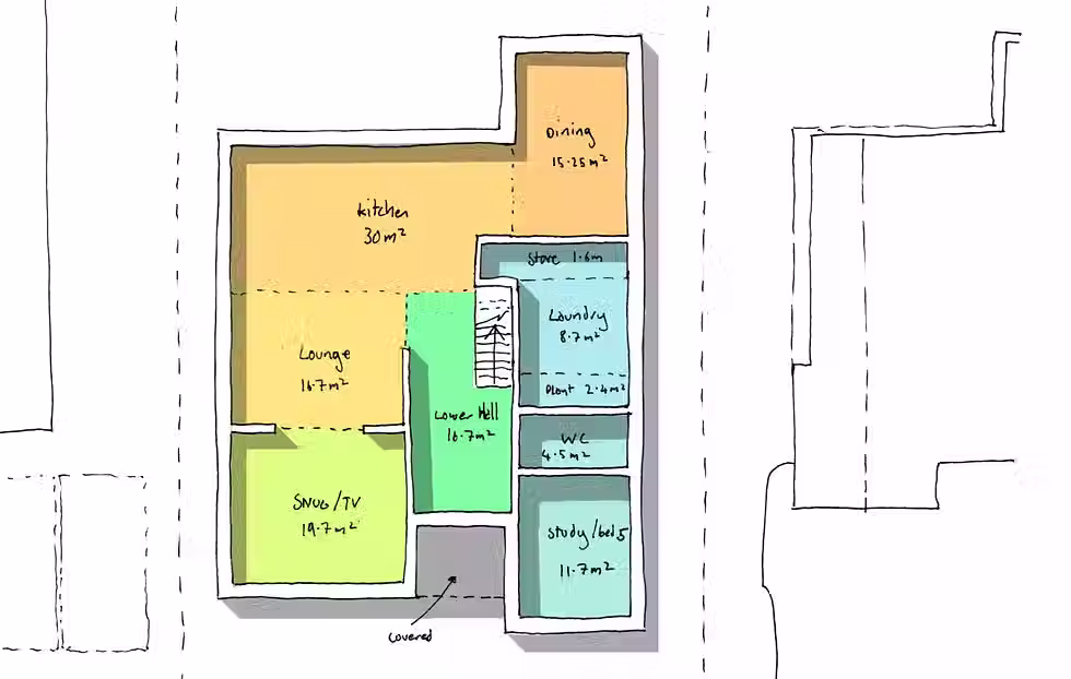 Initial ground floor zoning diagram