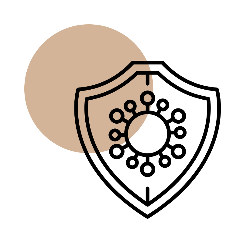 Icon of a shield with medical symbols representing year-round health protection