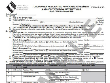 加州住宅購買合約（RPA）範例｜購房出價流程說明