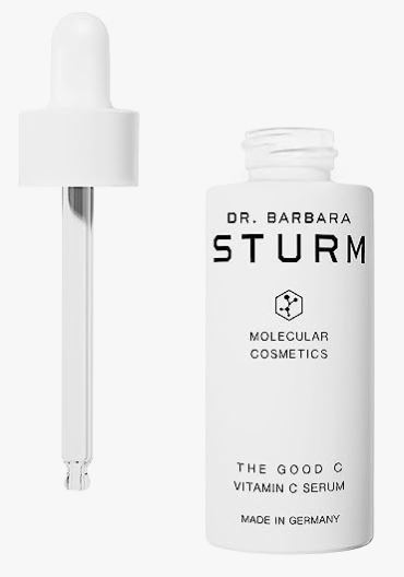 Dr. Barbara Sturm Hyaluronic Serum in a minimalist white dropper bottle, a celebrity-favorite formula for deep hydration and plump, youthful-looking skin.