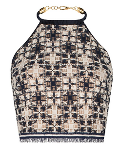 Front view of the Silvia Tcherassi Salma Top featuring a fitted waist, and delicate button accents, blending modern tailoring with feminine sophistication.