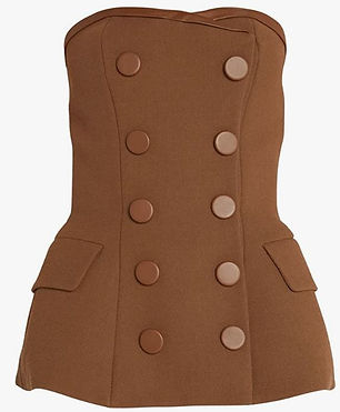 Chocolate Leather Trimmed Double Breast Bustier