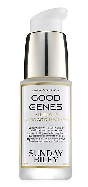 Bottle of Good Genes All-In-One Lactic Acid Treatment by Sunday Riley, a cult-favorite exfoliating serum for brighter, smoother skin.