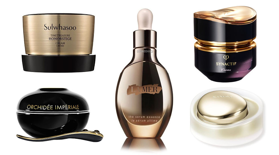 Collage of top celebrity-endorsed skincare products including moisturizers, serums, and cleansers.