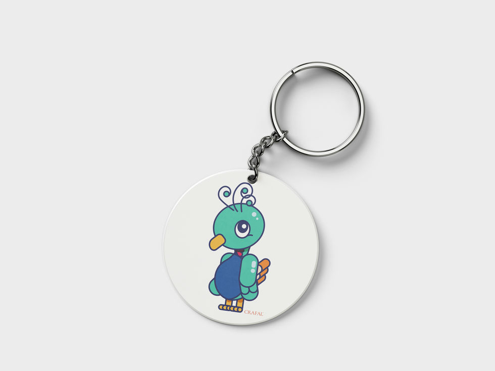 monal bird cartoon keychain with text "CRAFAL".