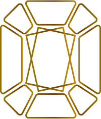 Outline of a diamond, which shows 2 overlapping rectangles in the centre. The rectangles are angled slightly.