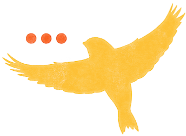 Decorative illustration of goldfinch inspecting an ellipsis