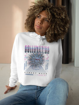 Cropped Hoodie with design featuring  a retro style sun design by Sollunariss®