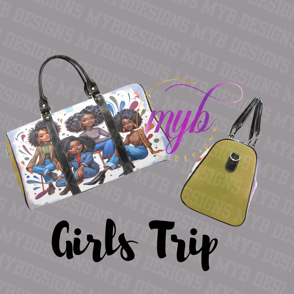 "Girl Trip" Large Waterproof Travel Bag (Black Handles)