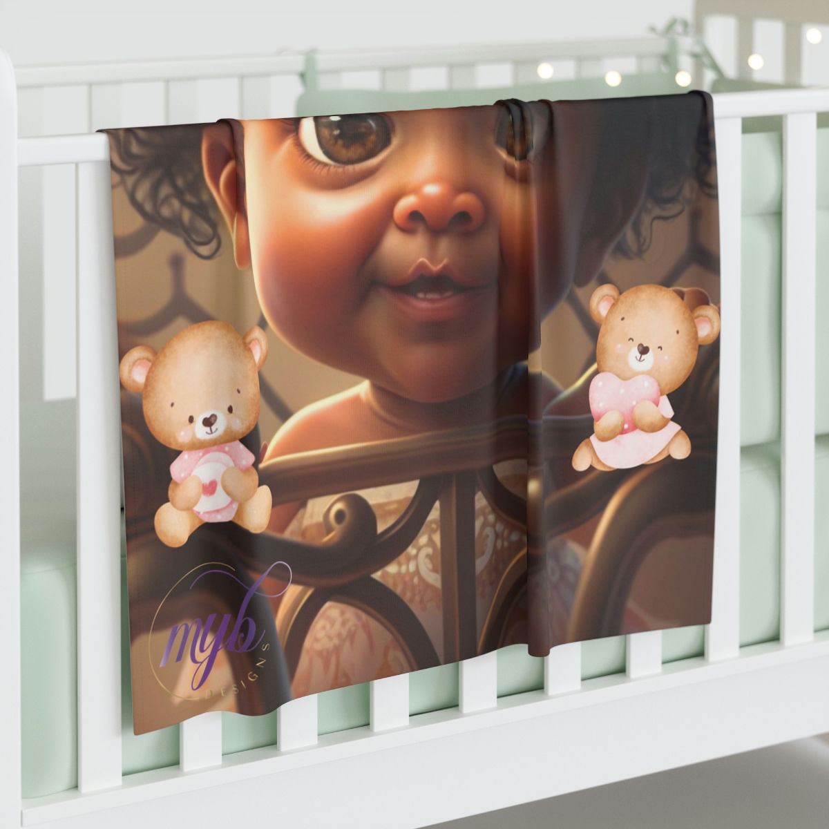 Cute as a Button Collection: "Peaches" - Baby Swaddle Blanket