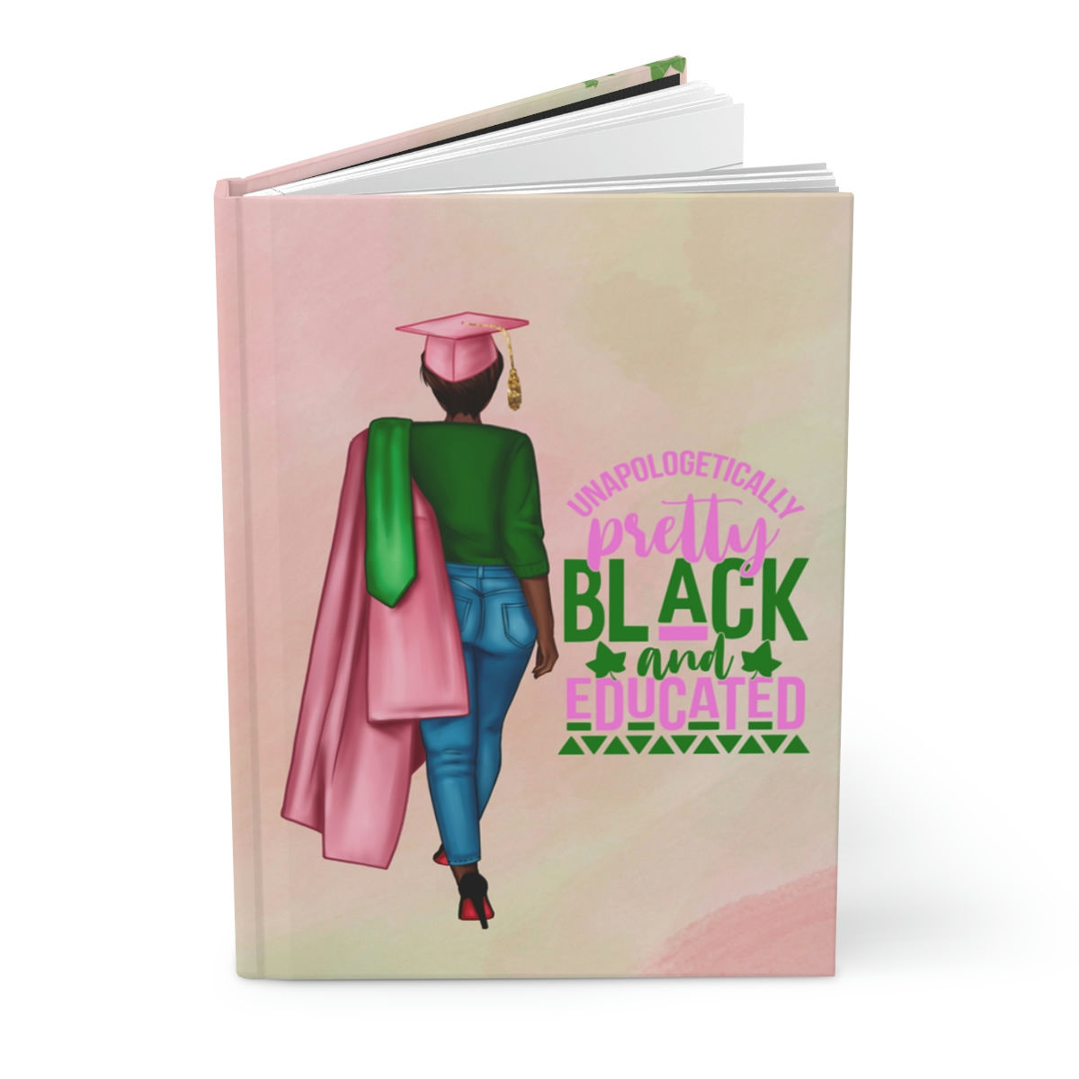 Educated: Pink and Green Grad - Hardcover Journal Matte
