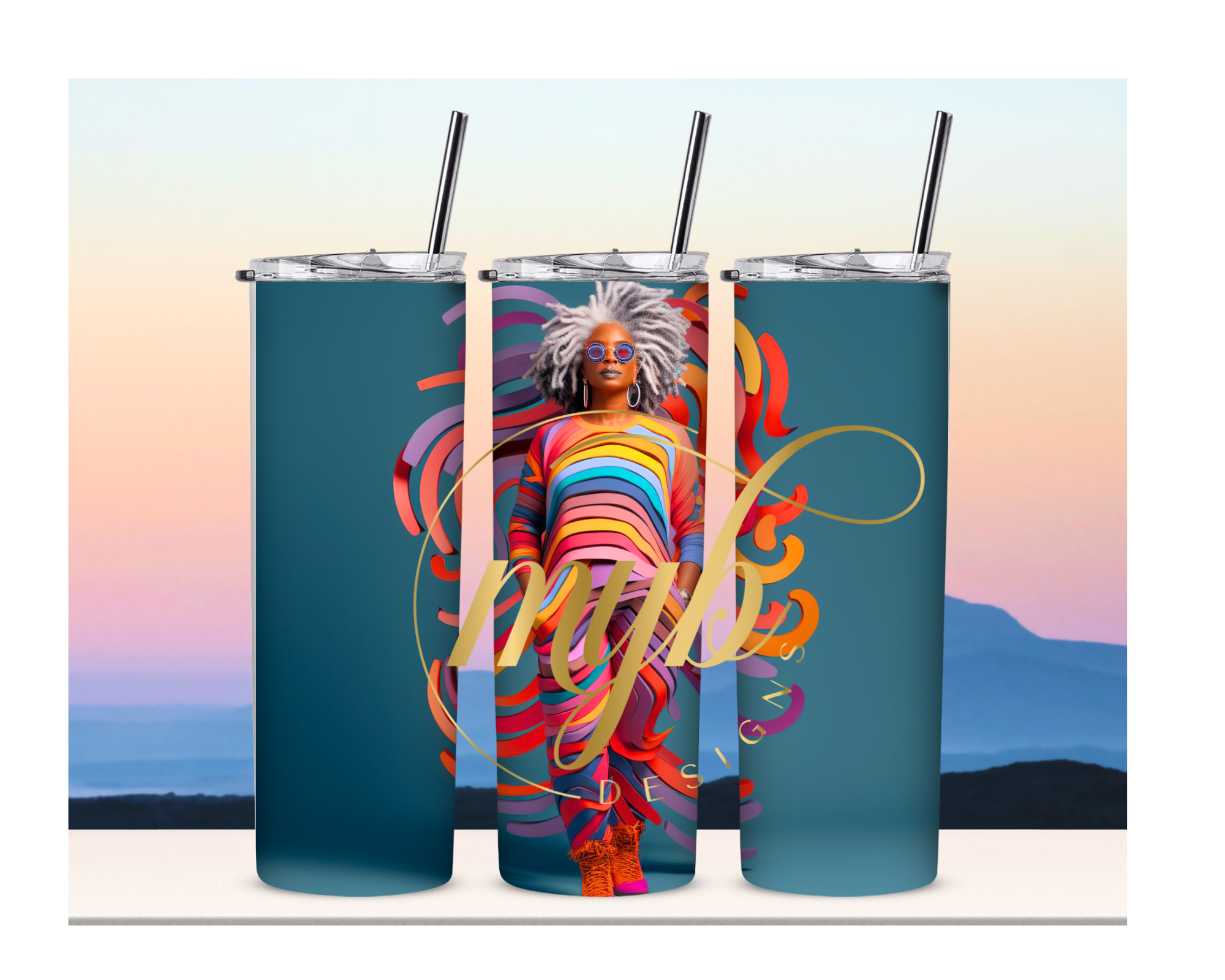 Vibrant Melanin Elegance Tumbler Wrap