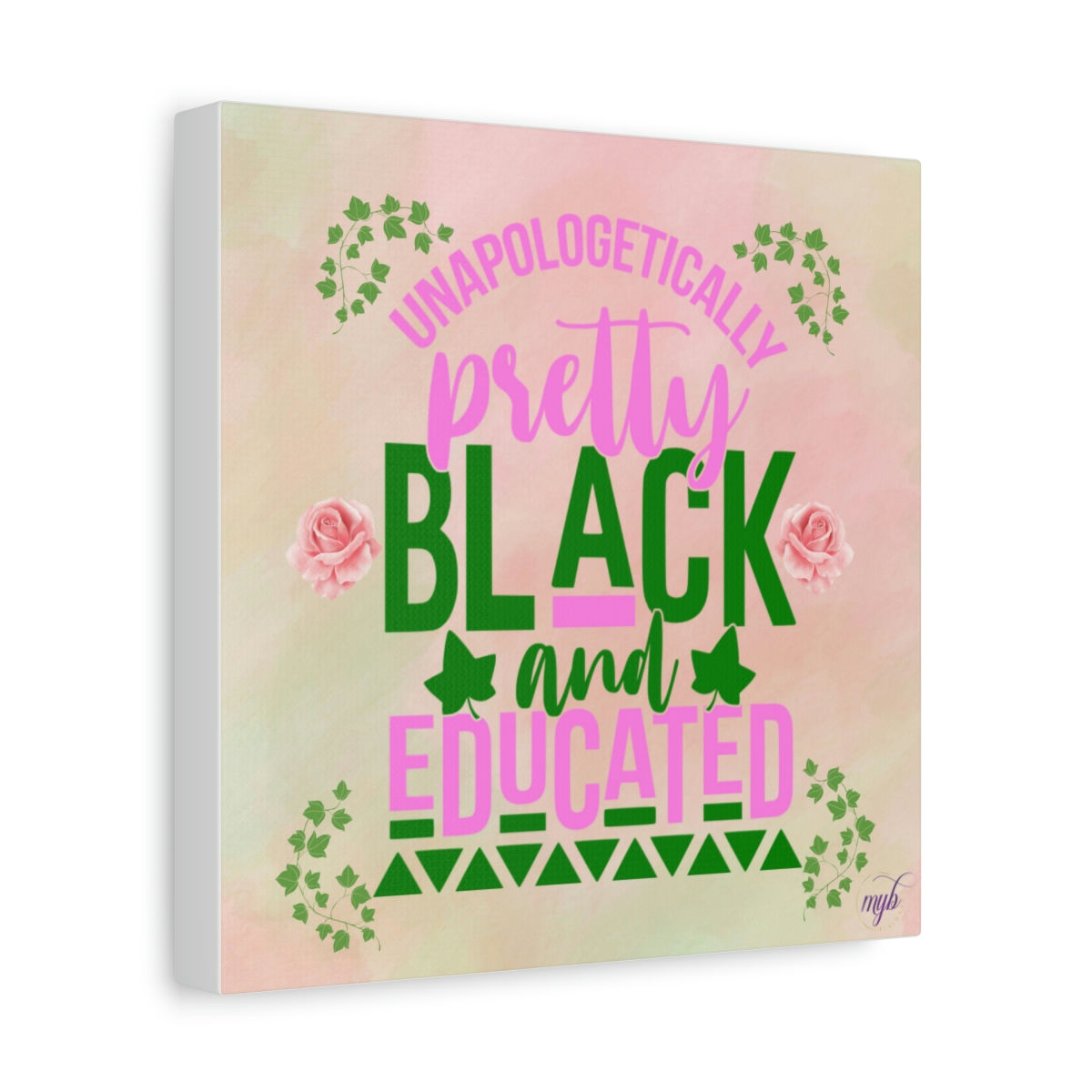 Pink and Green Matte Canvas, Stretched, 1.25"