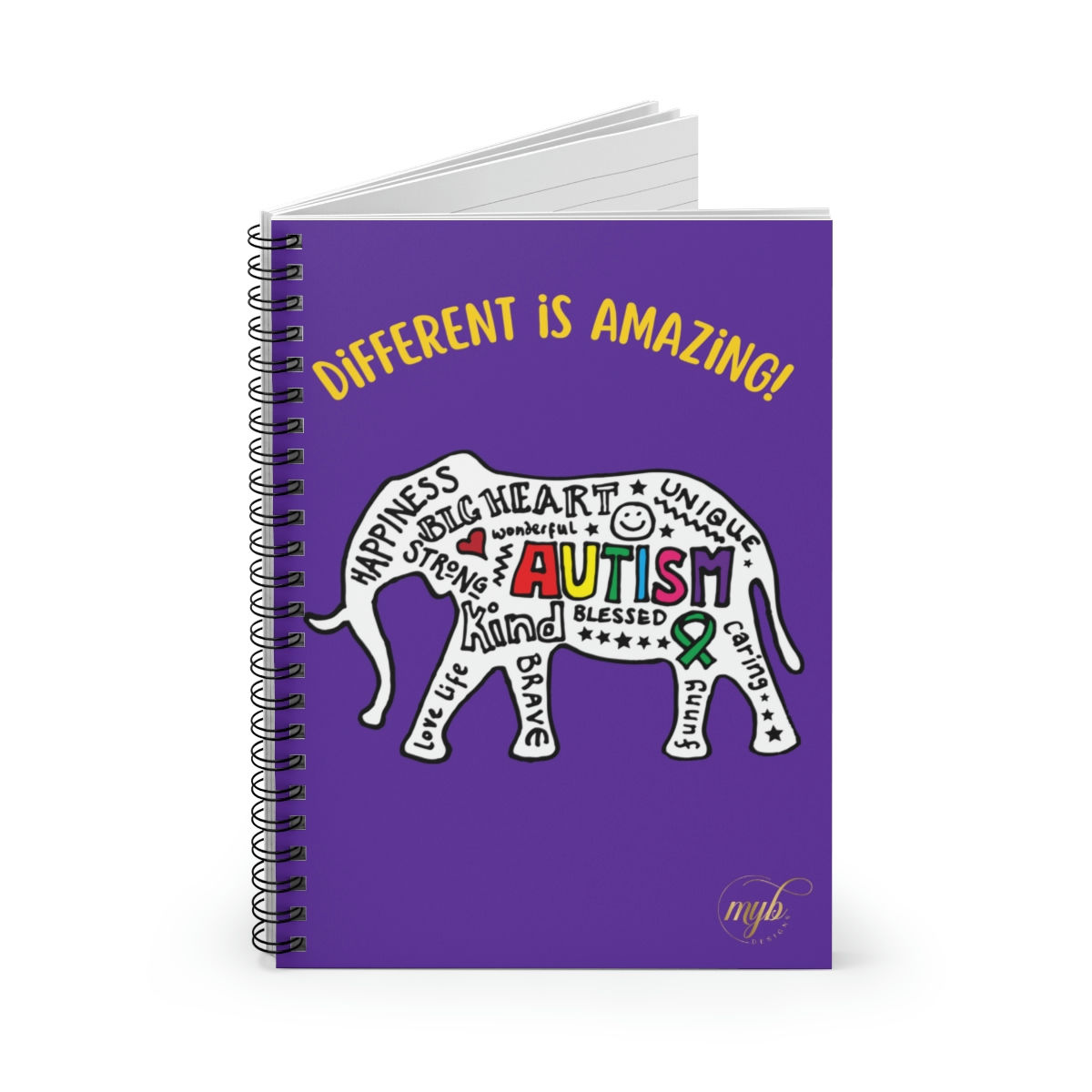 Different is Amazing: Purple Spiral Notebook - Ruled Line