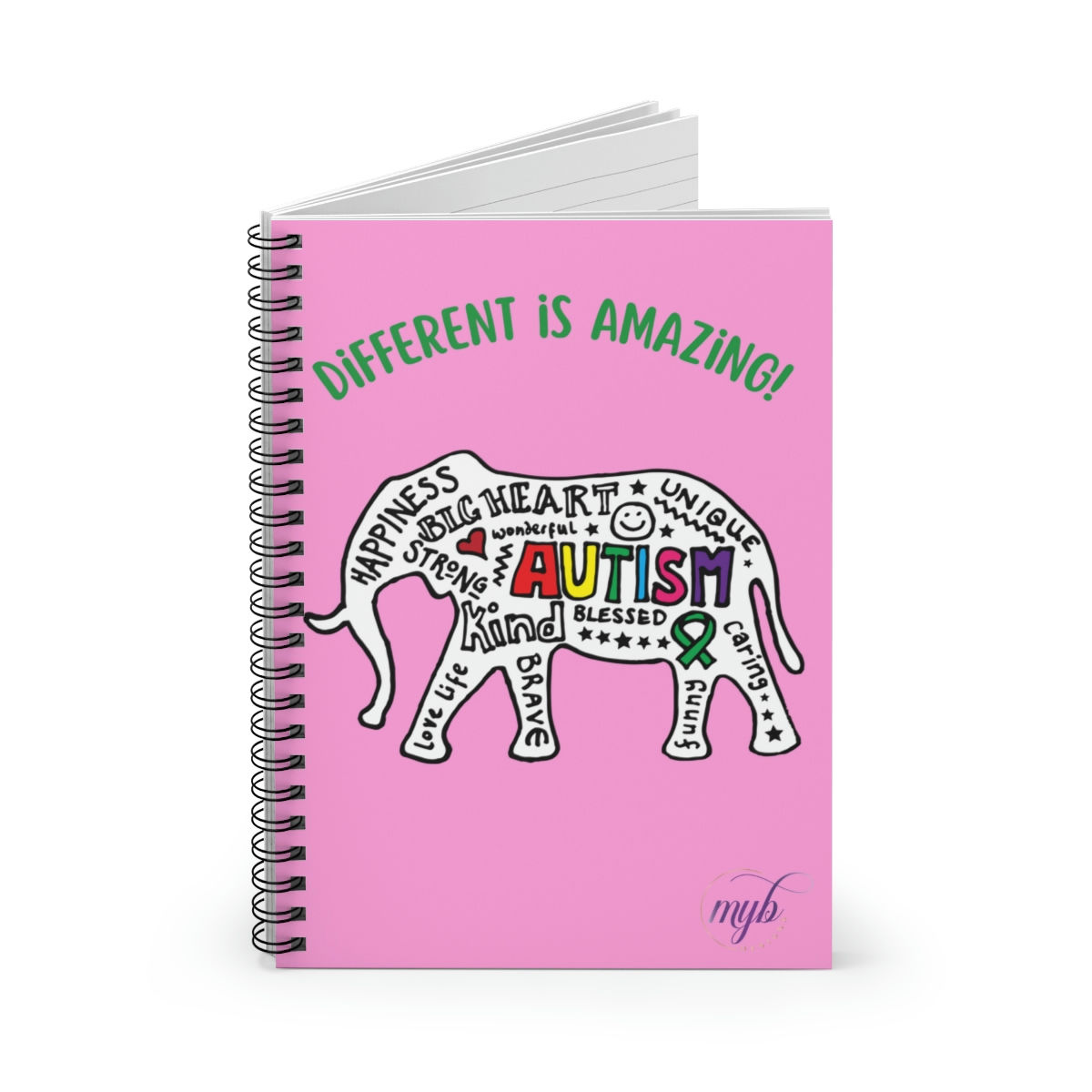 Different is Amazing: Pink Spiral Notebook - Ruled Line