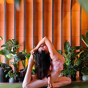 a yoga teacher posing