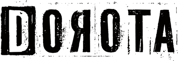 Logo DOROTA, schwarze Buchstaben in Used-Look