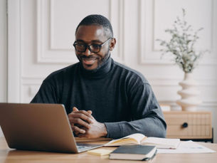 Male professional working remotely