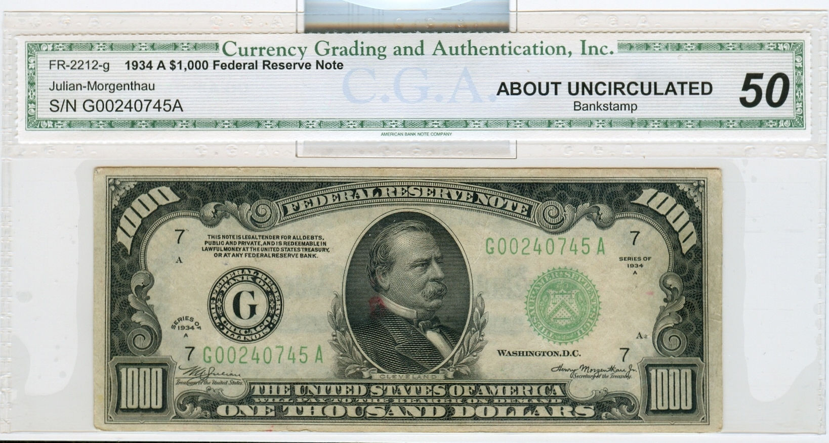 FR 2212g 1934  A $1000 Reserve Note CGA 50