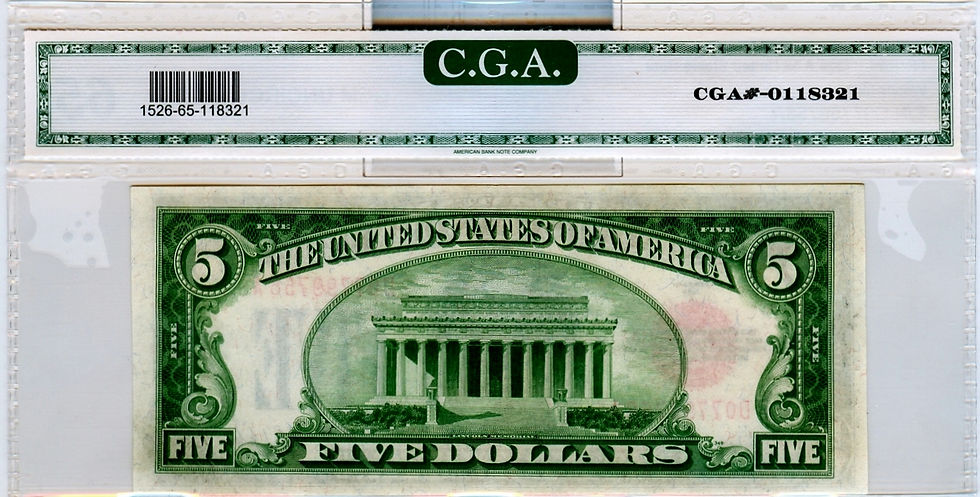 Thumbnail: FR 1526  1928 A $5 United States Note CGA 65