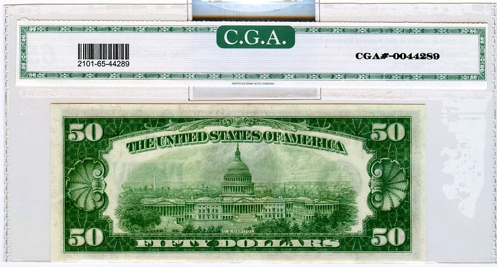 Thumbnail: FR 2101 A $50 1928 A Federal Reserve Note CGA 65