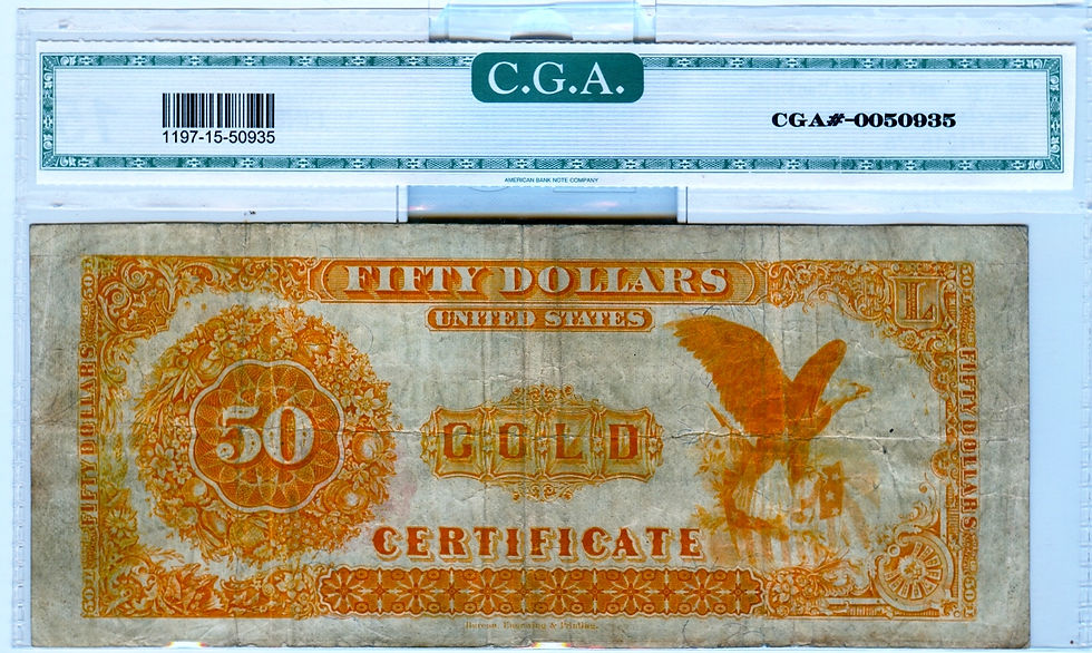 Thumbnail: FR 1197 1882 $50 Gold Certificate CGA Fine 15