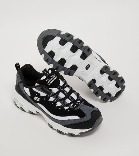 Tenis SKECHERS Dama Dlite Popular Vote Negro Blanco Gris 150241