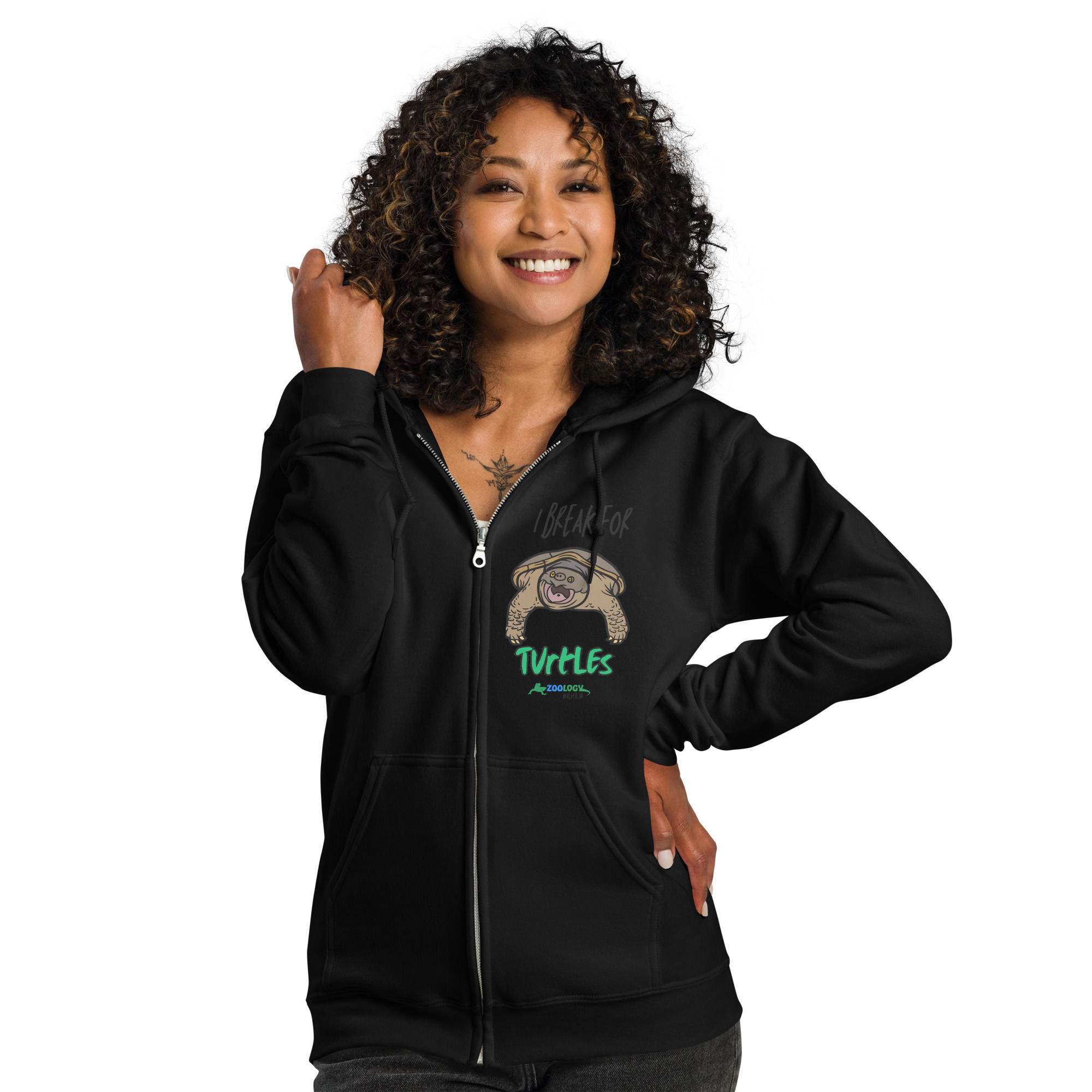 "I Break for Turtles" Unisex Heavy Blend Zip Hoodie – Cozy and Durable