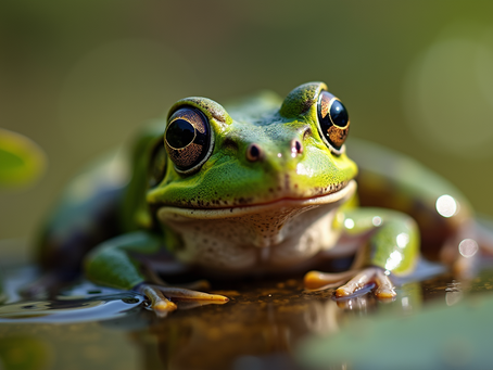 A vibrant frog in the wetlands of Michigan.