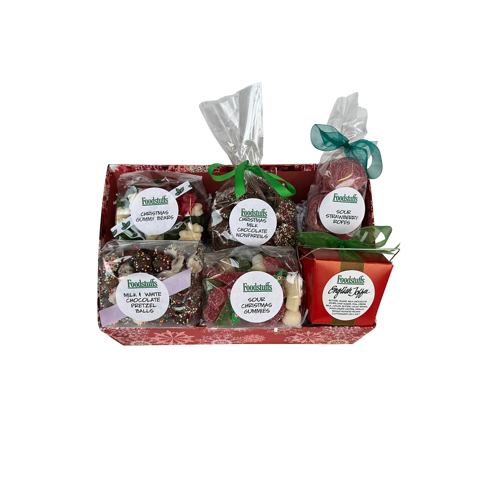 Jolly Goodie Box Christmas gift basket with assorted sweets and chocolates