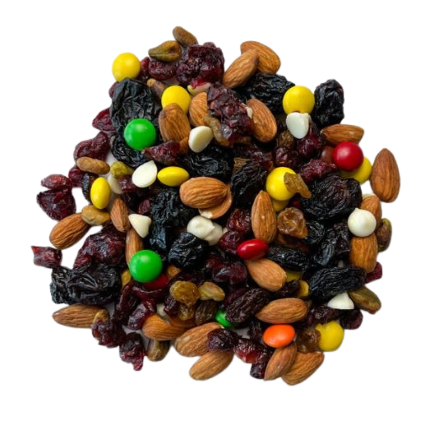 Foodstuffs Goddess Mix displayed outside the bag – M&M’s, cranberries, nuts, and yogurt chips