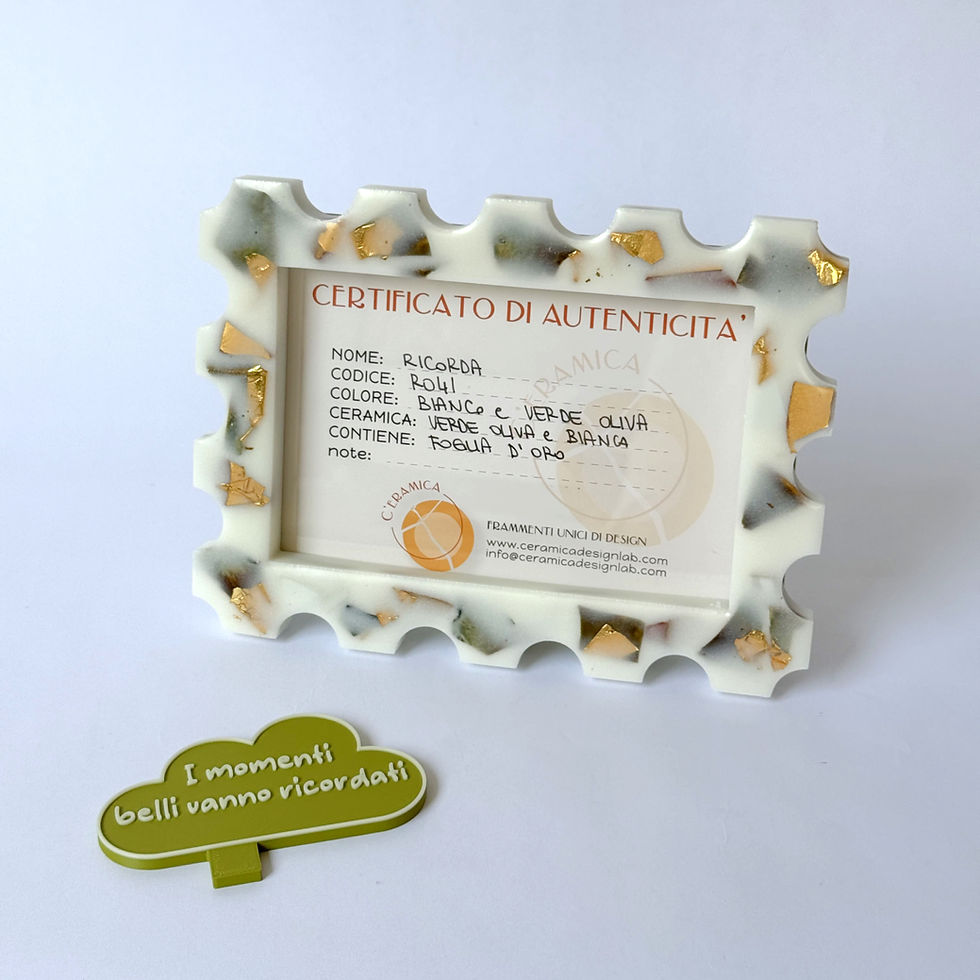 Miniatura: Cornice riCORDA- verde oliva, oro e bianca