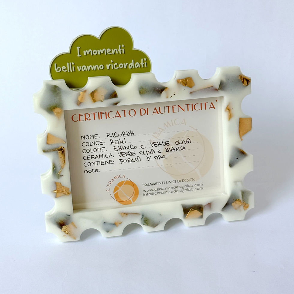 Miniatura: Cornice riCORDA- verde oliva, oro e bianca
