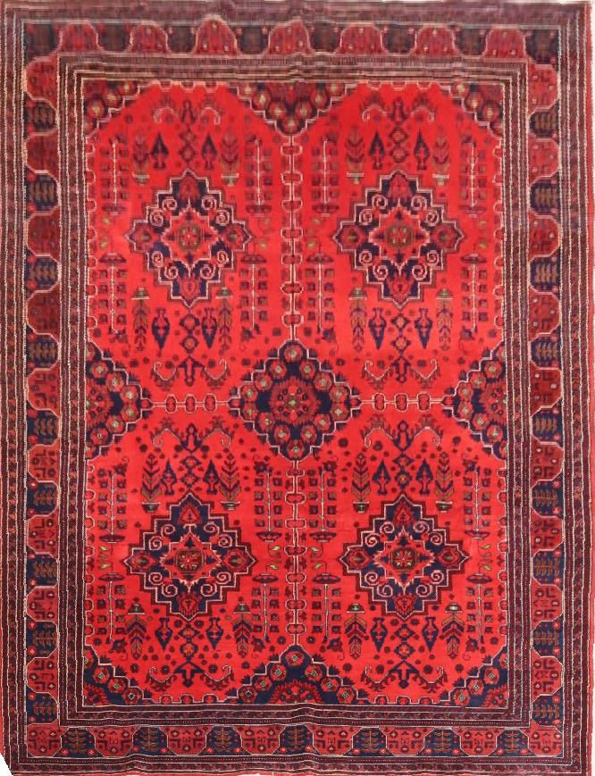 Afghan Hand knotted Wool Red Rug size 3 x 4 meters