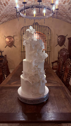 White fondant wedding cake