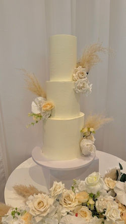3 tier white wedding cake