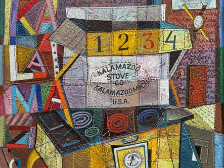 KALAMAZOO,
Relief, oil on canvas, tracing, 40X32", 2002-2026