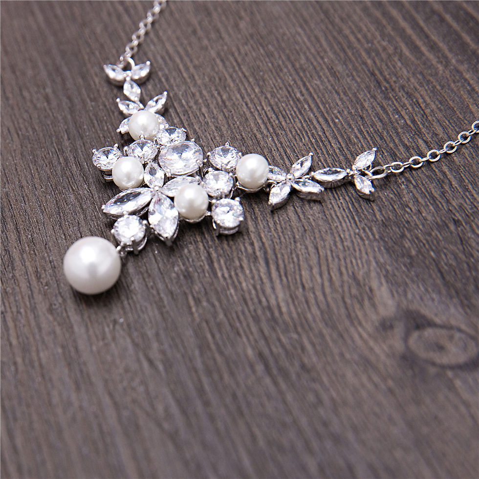 Miniaturbild: Zirkonia und Perlen Brautschmuck