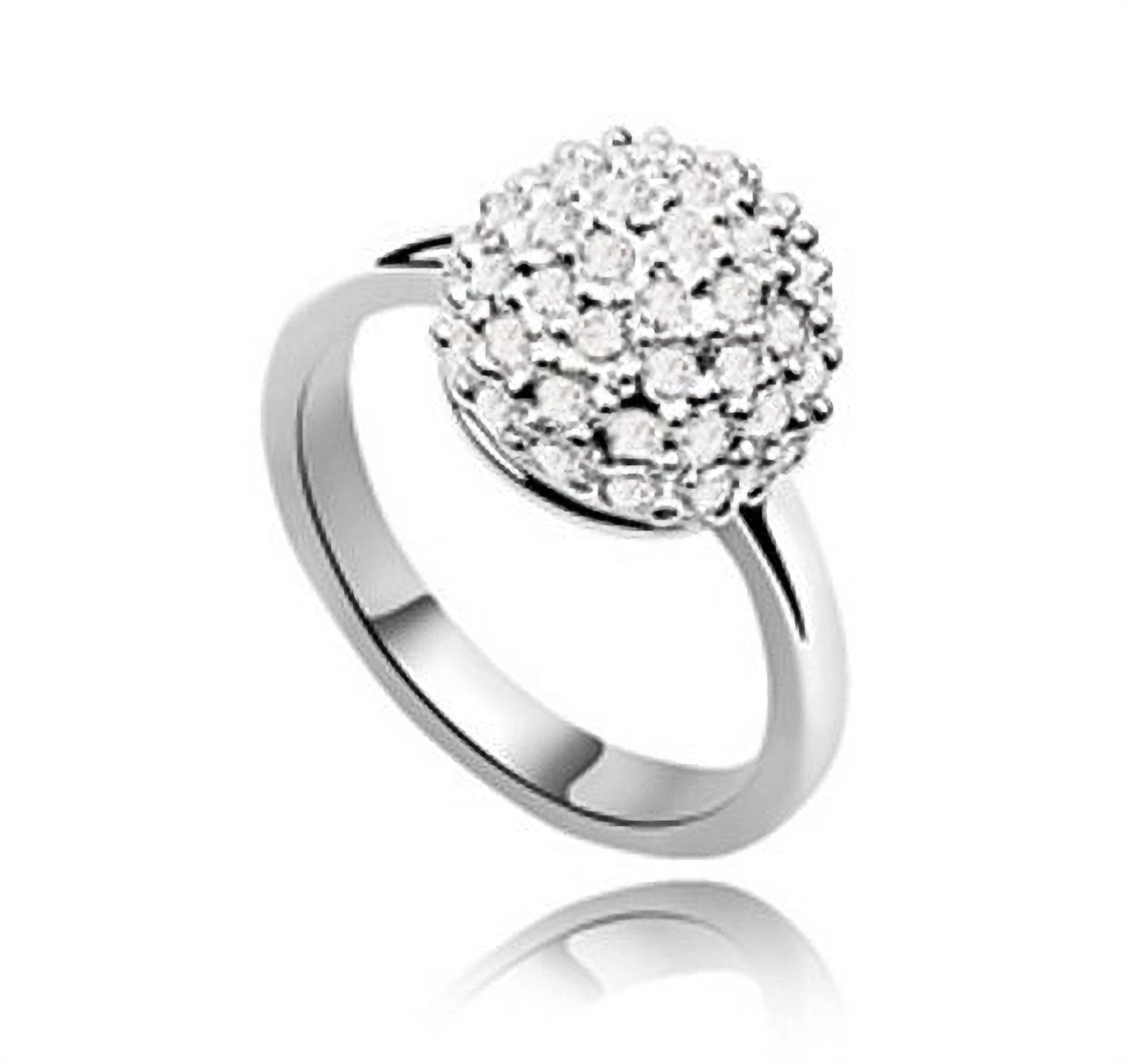 Fingerring weissvergoldet mit Kristall-Pavé-Kugel – *EMMA