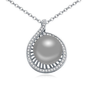 Miniaturbild: graue Perle auf Muschel Kette