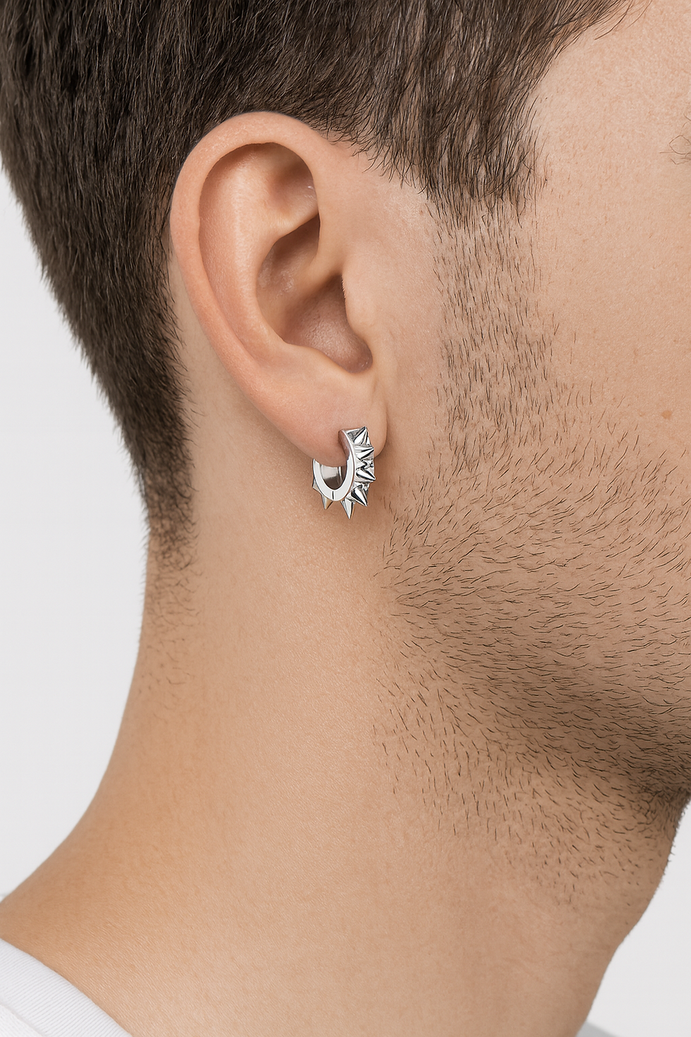 Miniaturbild: Nieten-Creolen aus Edelstahl – Rocker-Look mit auffälligen Spikes – *ALVIN