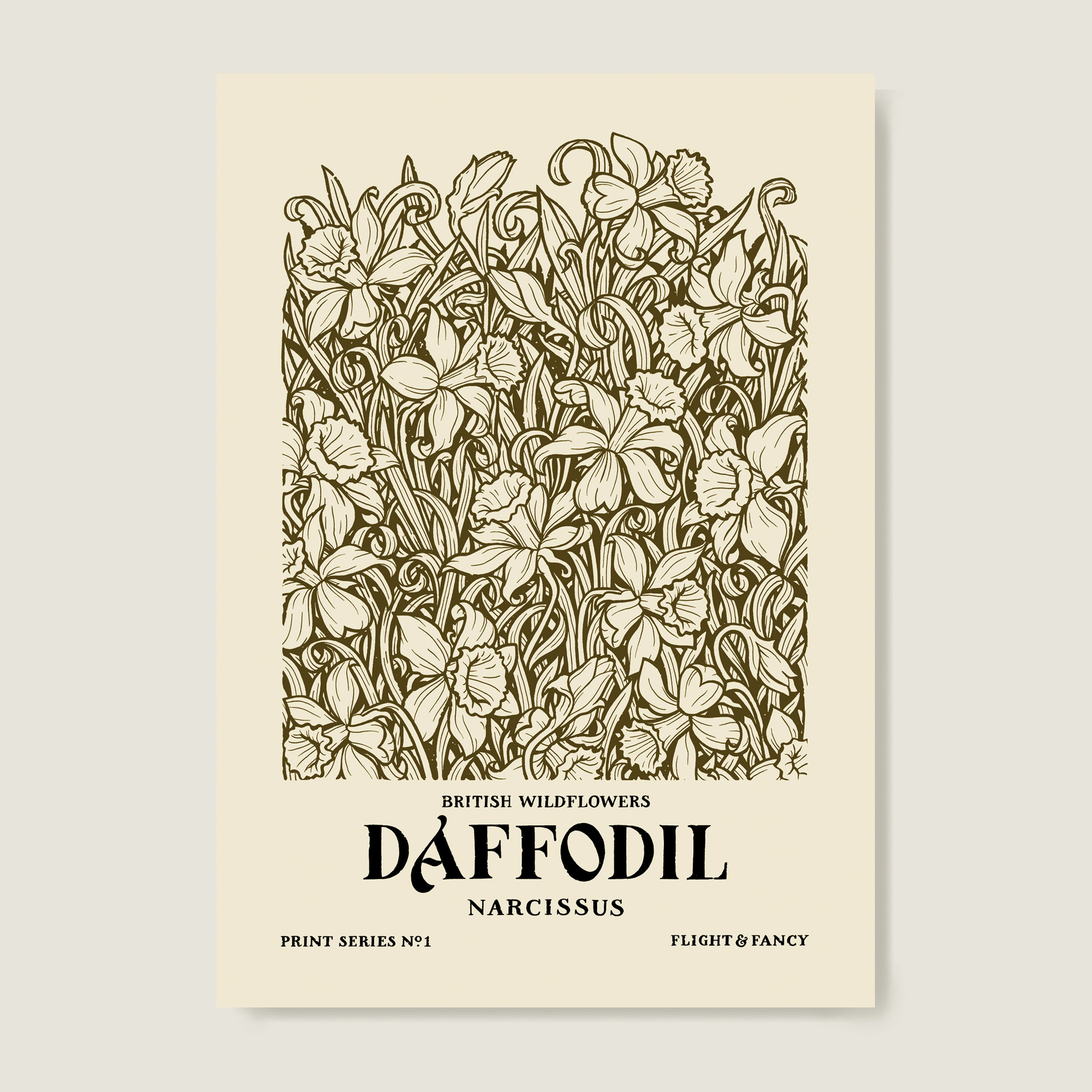 Daffodil Wildflower Print. A3 Riso Art Print