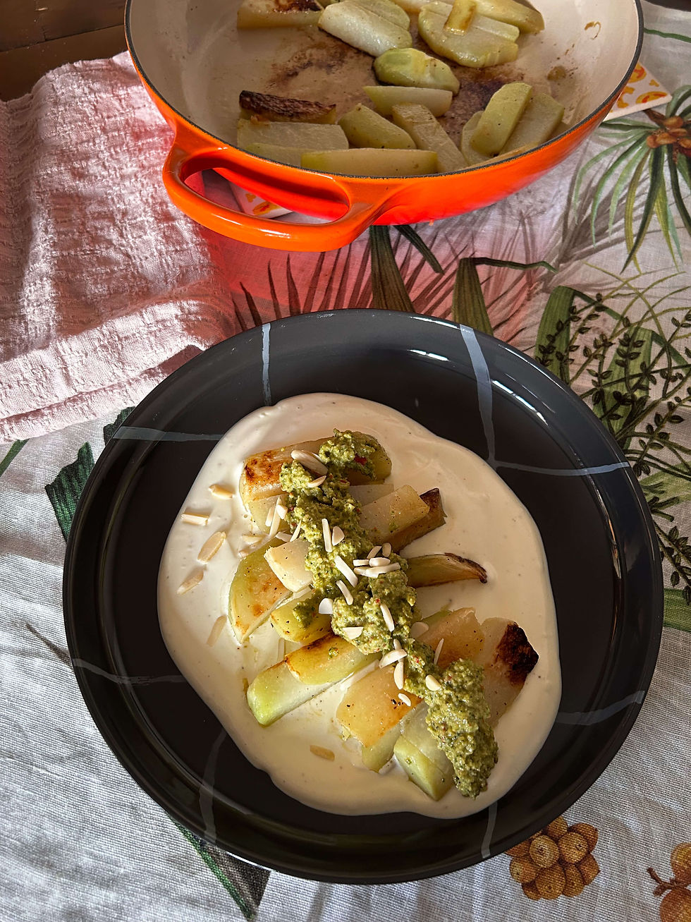 braised kohlrabi with chimichurri