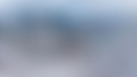 Snowy view of downtown Montréal skyline seen from Mount Royal, with frost-covered trees in the foreground under a cloudy winter sky.