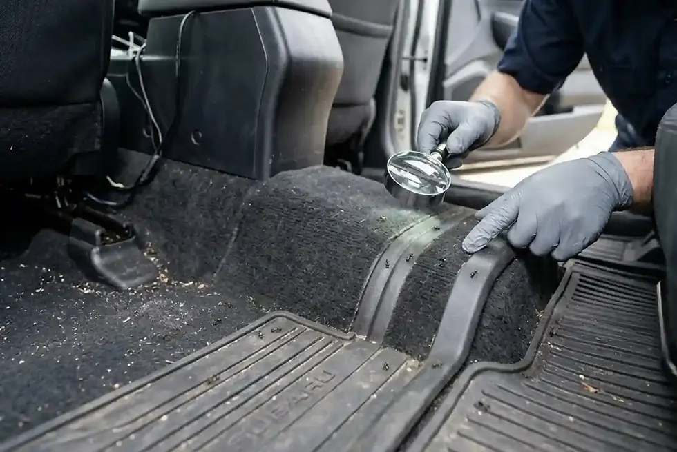 professional inspect ants in the car