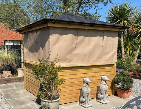 BBQ gazebo with canvas sides