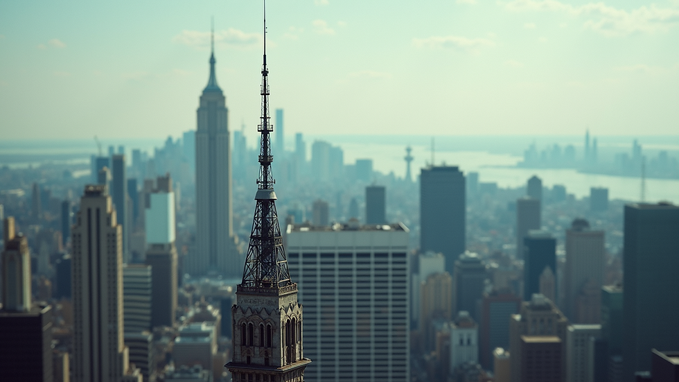 Vista panorámica de antenas de radio en la ciudad de Nueva York