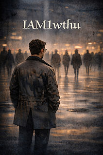 Book cover of IAM1WTHU by Todd Wilson showing a central figure in a city scene surrounded by distant silhouettes.