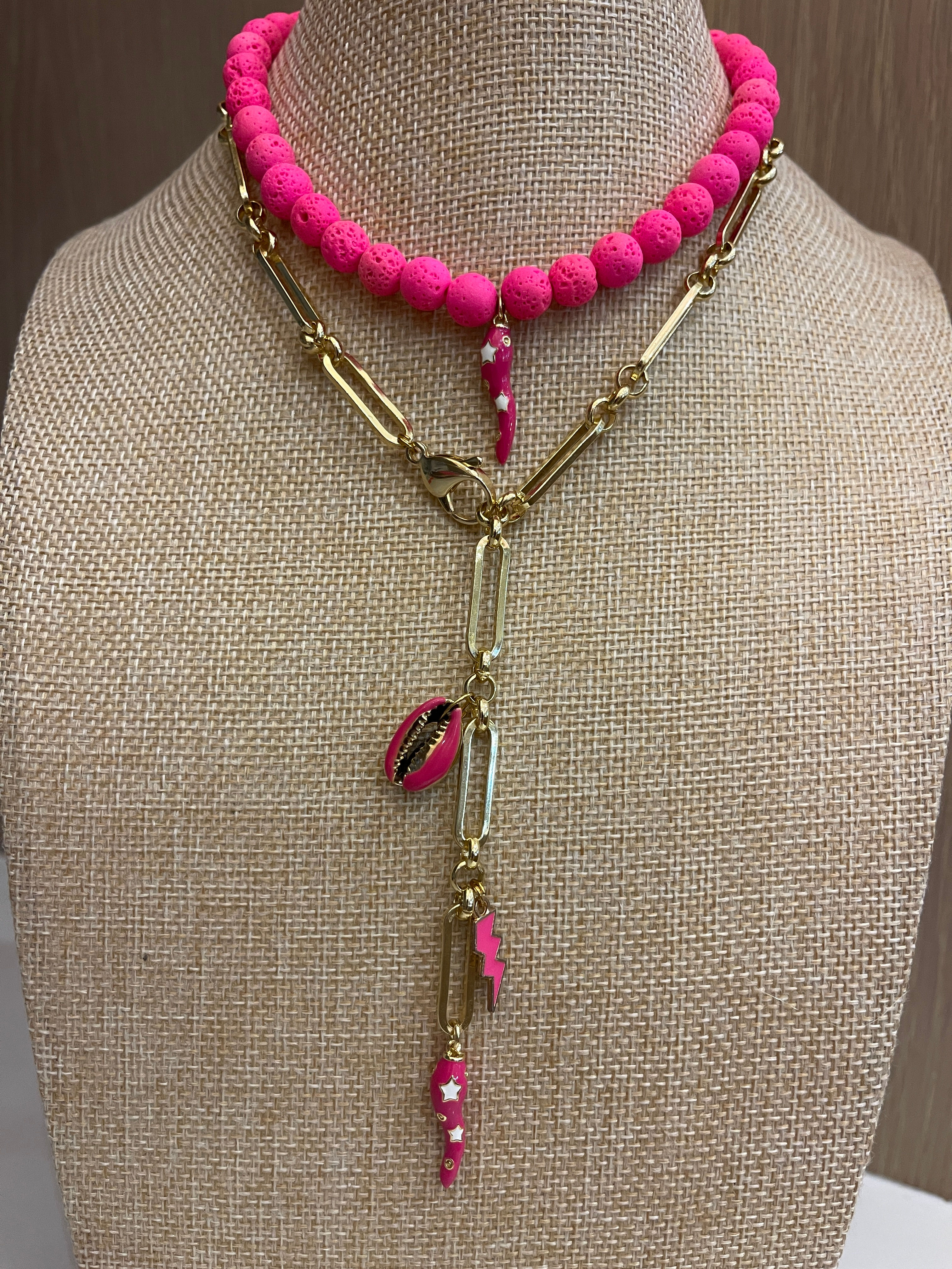 Pink Beaded Choker 