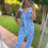 Thumbnail: VV Linen Jumpsuit - Blue 